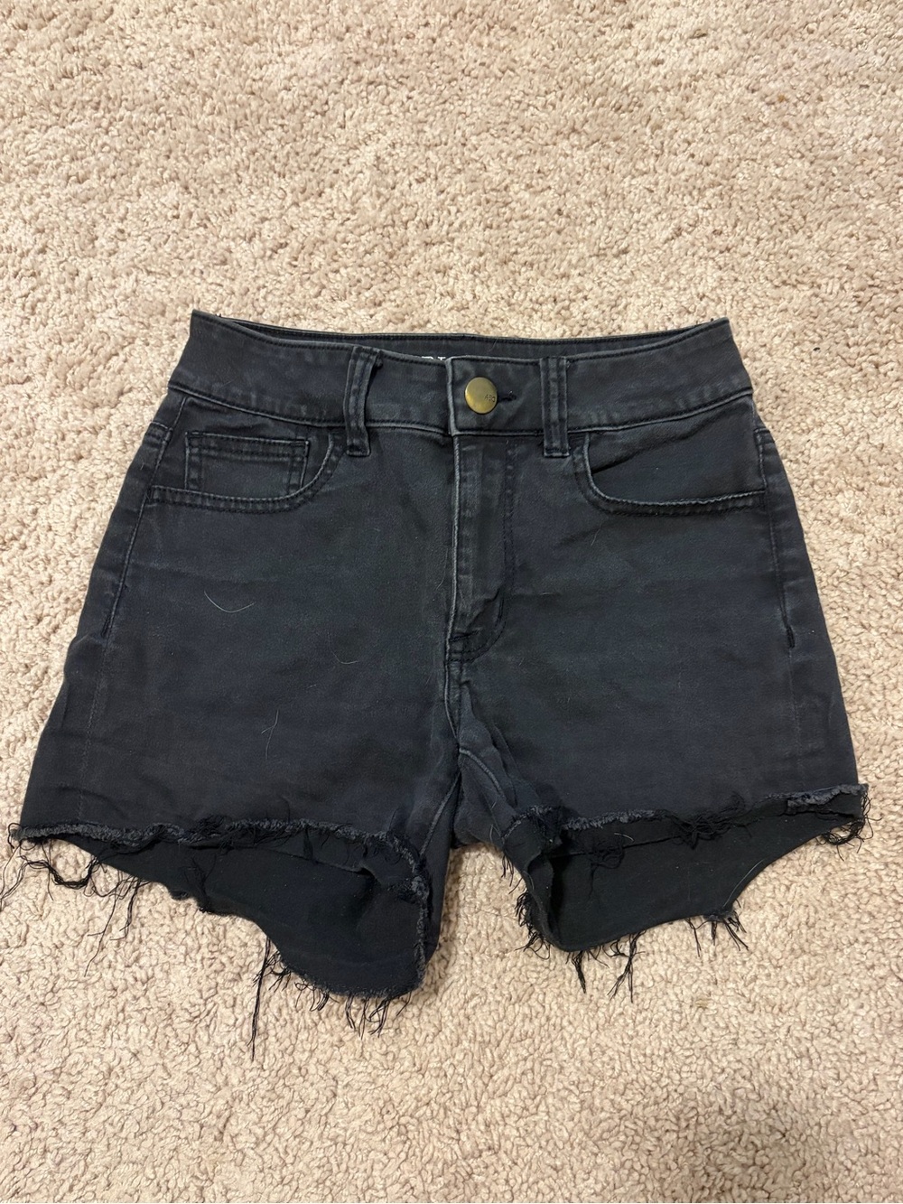 American Eagle Outfitters Black Frayed Hem Denim Shorts